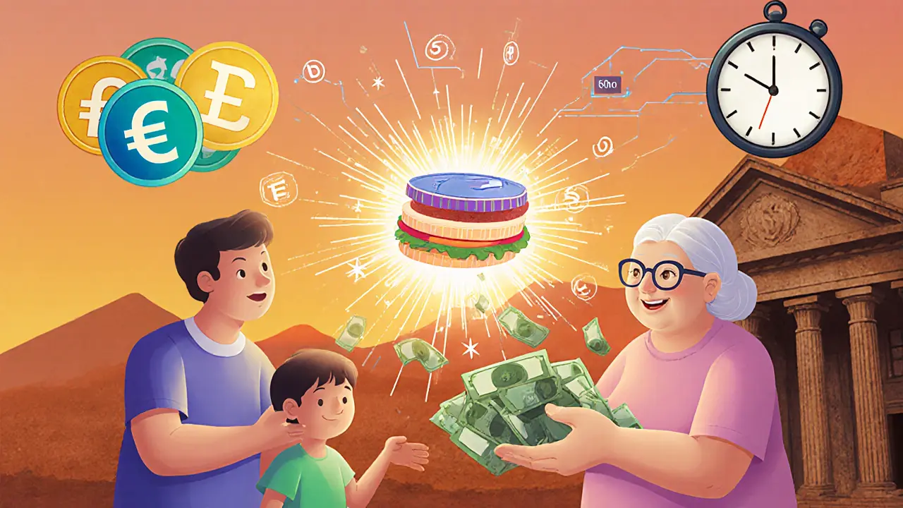 Eine Familie in Mexiko erhält Pesos aus einem Stablecoin-Überweisungsprozess, der in nur 5 Minuten abgeschlossen ist.