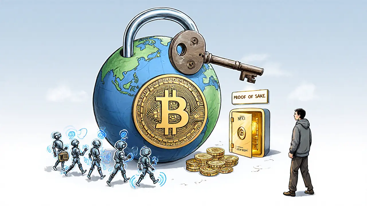 Ein alter Schlüssel namens &#039;Proof of Work&#039; öffnet eine globale Schloss, während andere Technologien davonlaufen.