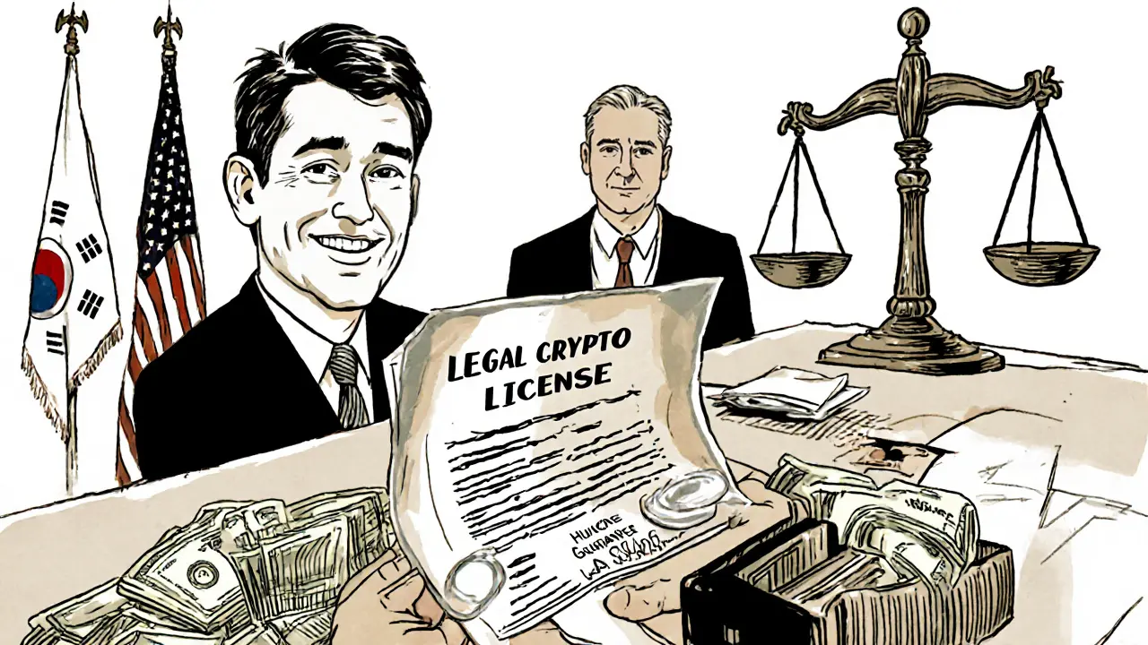 Ein Beamter genehmigt eine legale Lizenz, während kriminelle Netzwerke darunter Geld waschen.