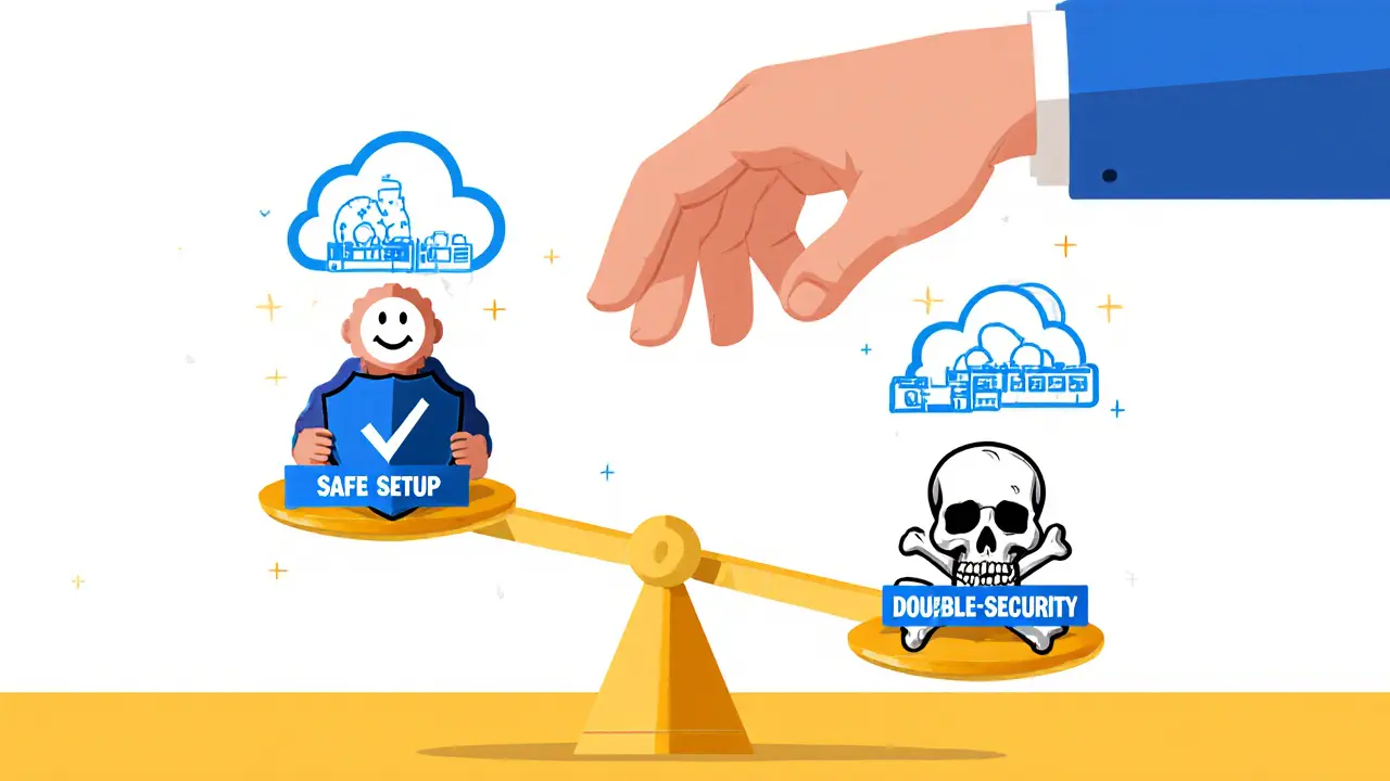 Balanced scale showing safe validator versus risky one, with network security hand tipping the balance.