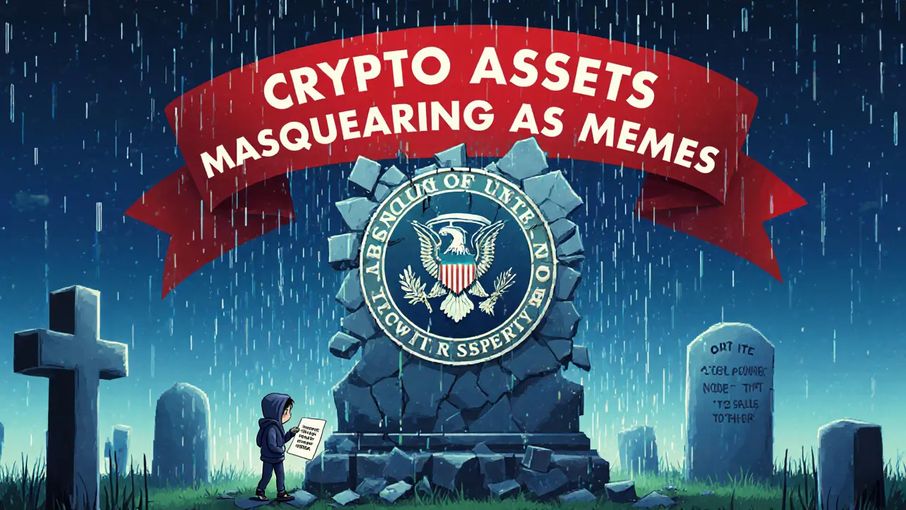 Ein zerfallendes MOLA-Denkmal aus Pixeln, während eine Person hilflos einen Seed-Phrase-Zettel hält.