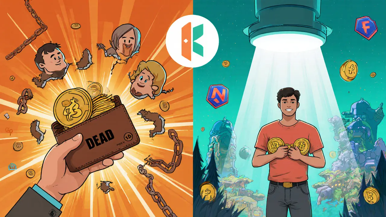 Linke Seite: tote BNX-Token und veraltete Spiele; rechte Seite: neue FORM-Token und lebendige Web3-Welten.