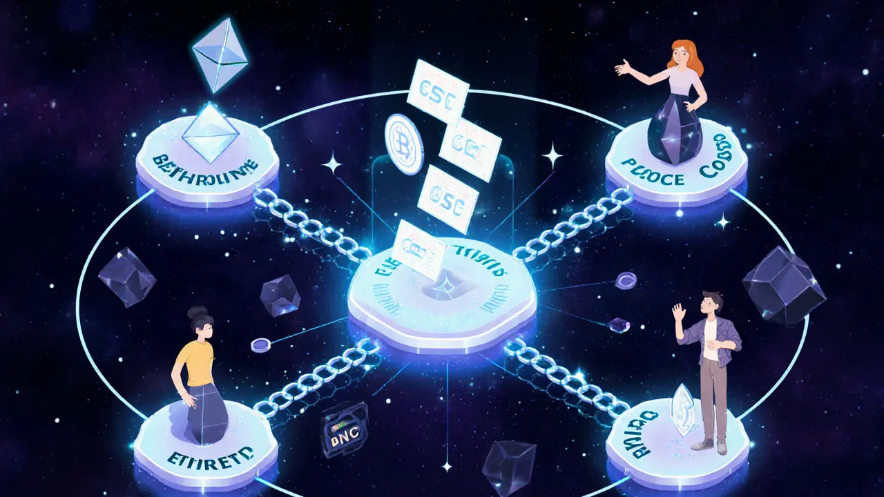 Ein Blockchain-Netzwerk mit verbundenen Chains, das BNC-Token als Abstimmungsstimmen emittiert.