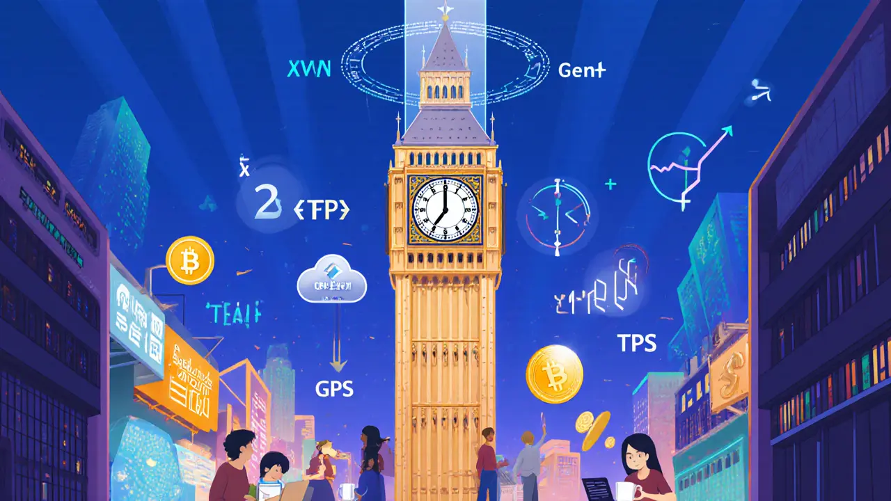 Gnosis Chain-Uhr mit zkEVM-Upgrade und dezentralen Validatoren in einem digitalen Markt mit xDAI und GNO-Handel.