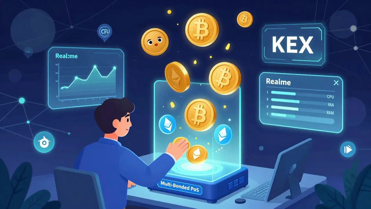 Ein Entwickler setzt BTC und ETH in ein Gerät ein und erhält KEX-Token als Belohnung.