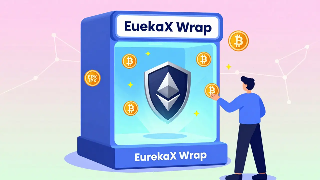 Ein kreatives Portal, das einen Krypto-Token in einen EurekaX-wrapping-Token verwandelt.