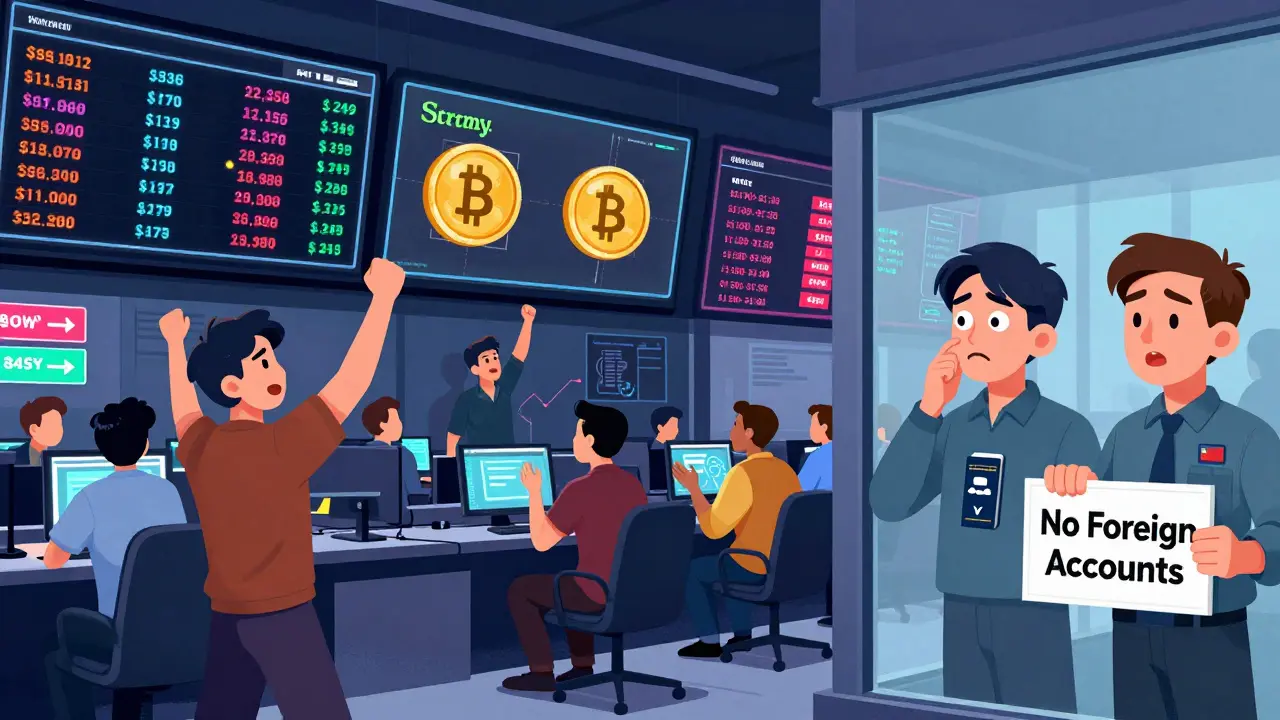 Südkoreanische Händler feiern einen Krypto-Listing-Pump, während ausländische Trader von einer Mauer abgehalten werden.