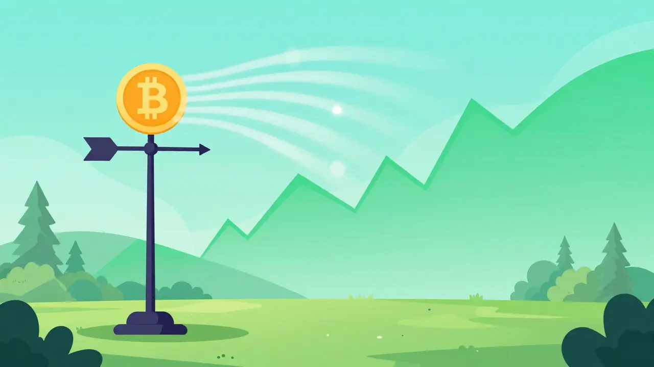 Metaphorische Wetterfahne aus Coins zeigt Anpassung an Marktvolatilität.