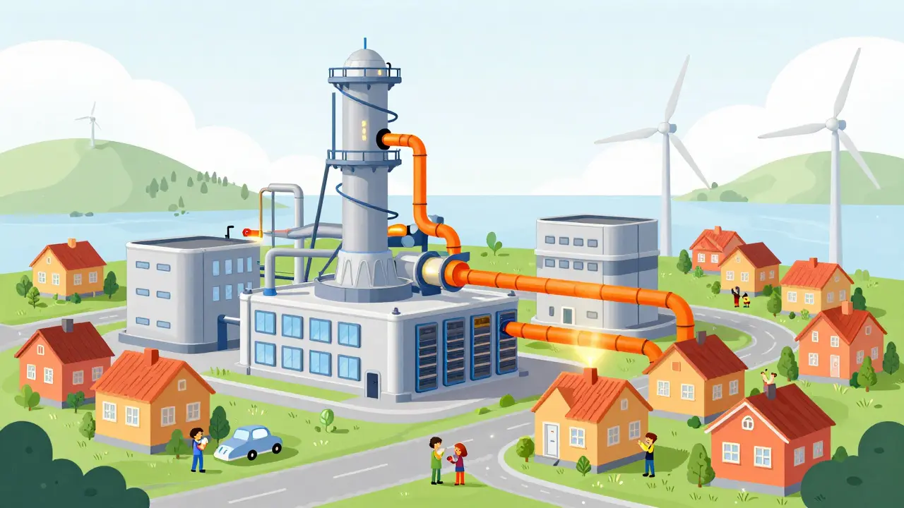 Nachhaltige Mining-Anlage, die Wärme in schwedische Wohnhäuser leitet.