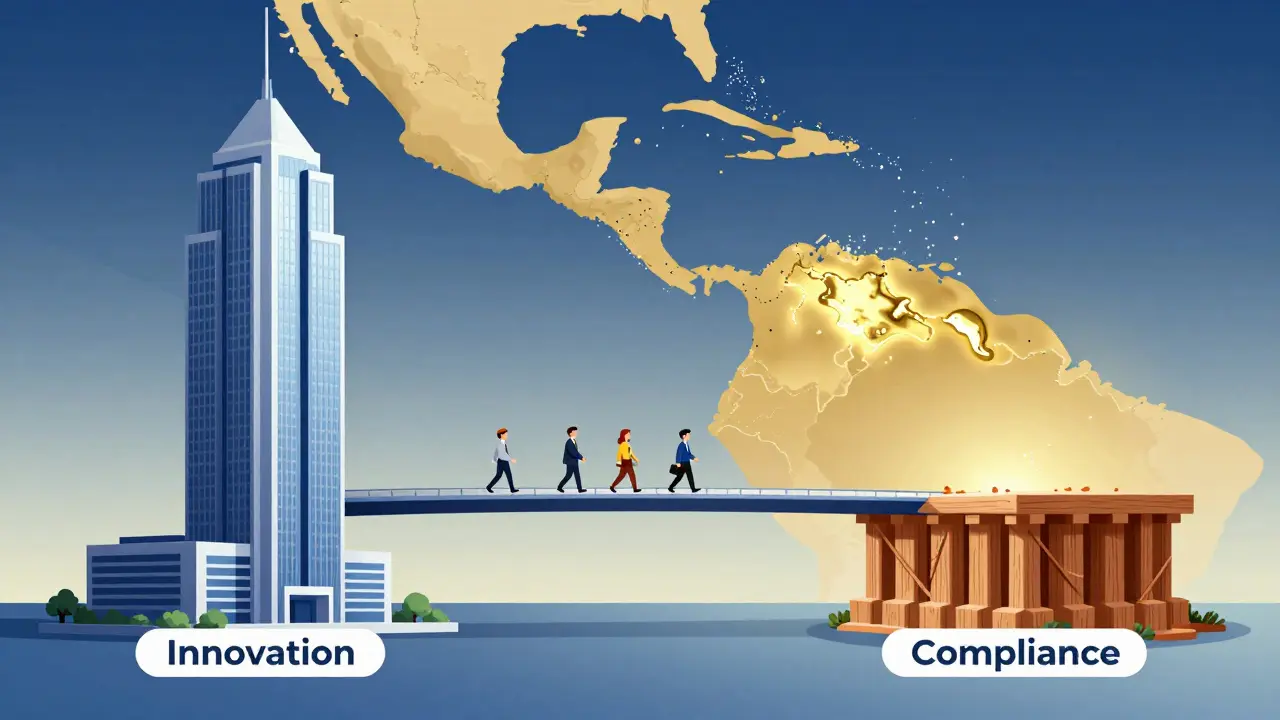 Brücke zwischen Innovation und Compliance über Costa Rica-Karte