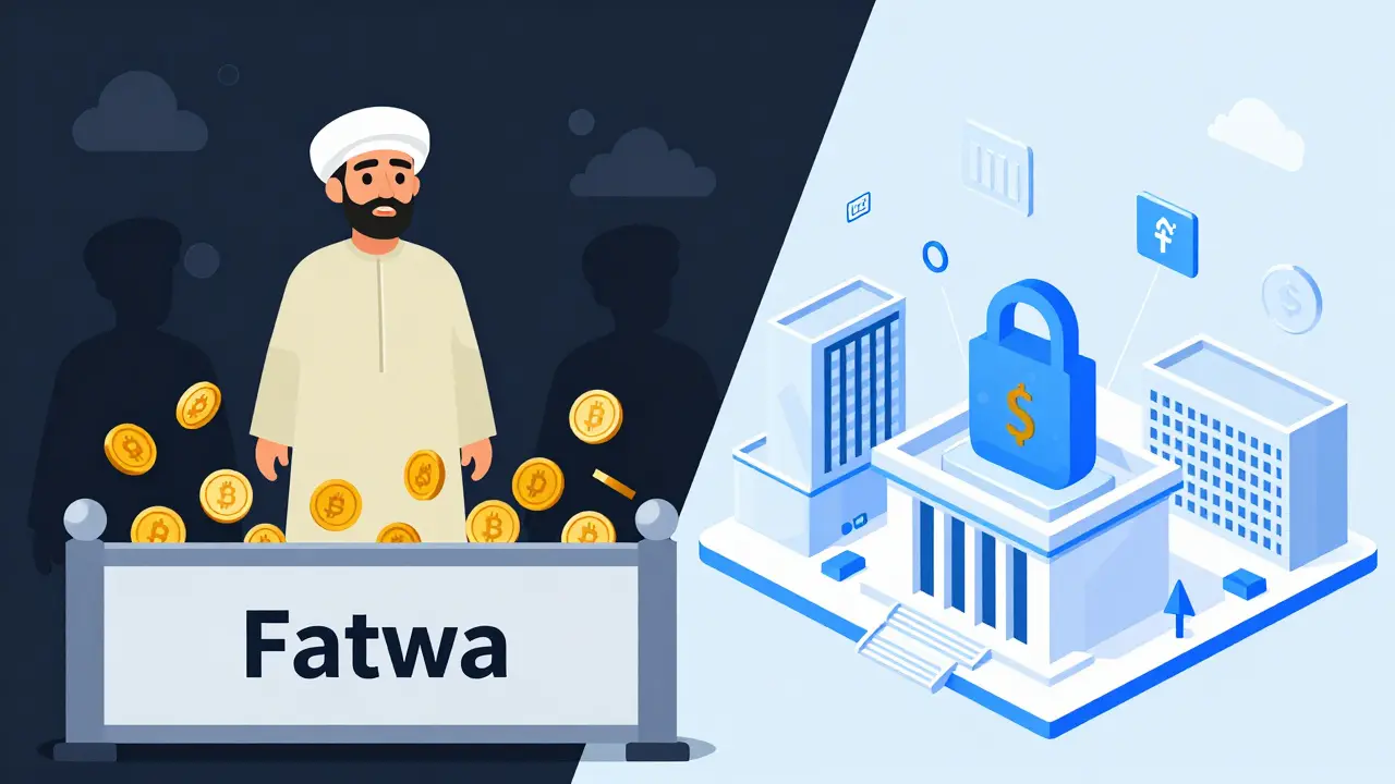 Illustration: Islamisches Verbot blockiert Krypto, Blockchain wird genutzt