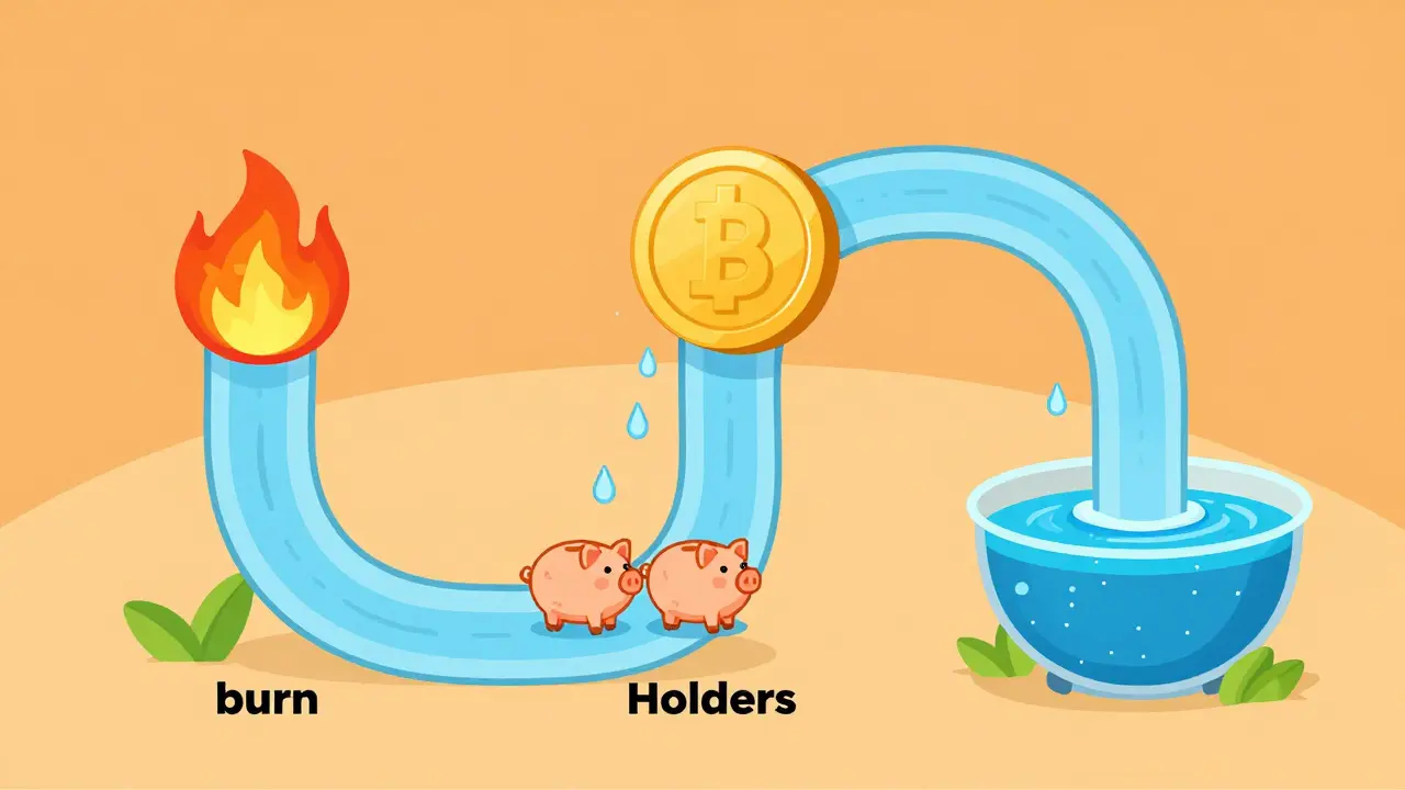 Visuelle Darstellung der Tokenomics: Verbrennung, Belohnungen und Liquidität