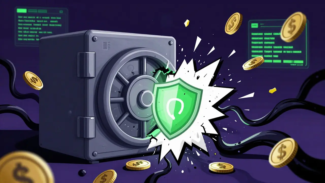 Digitale Einbruchsszene bei einem gehackten Crypto-Projekt