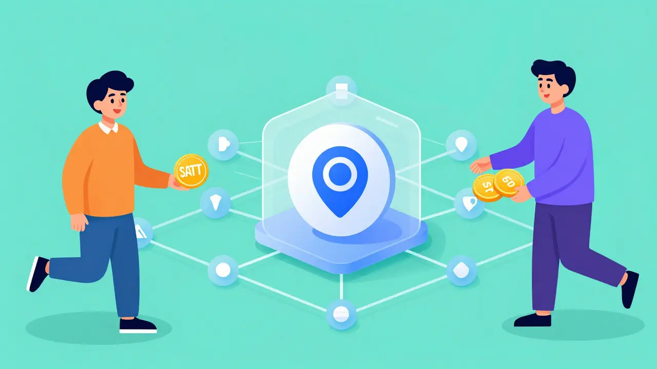 Illustration eines transparenten Blockchain-Netzwerks für Werbung