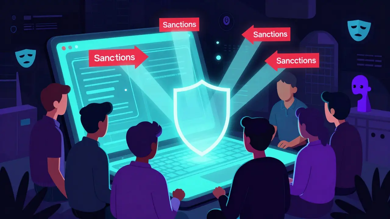 Personen nutzen Technologie und VPNs, um sich vor Sanktionen zu schützen