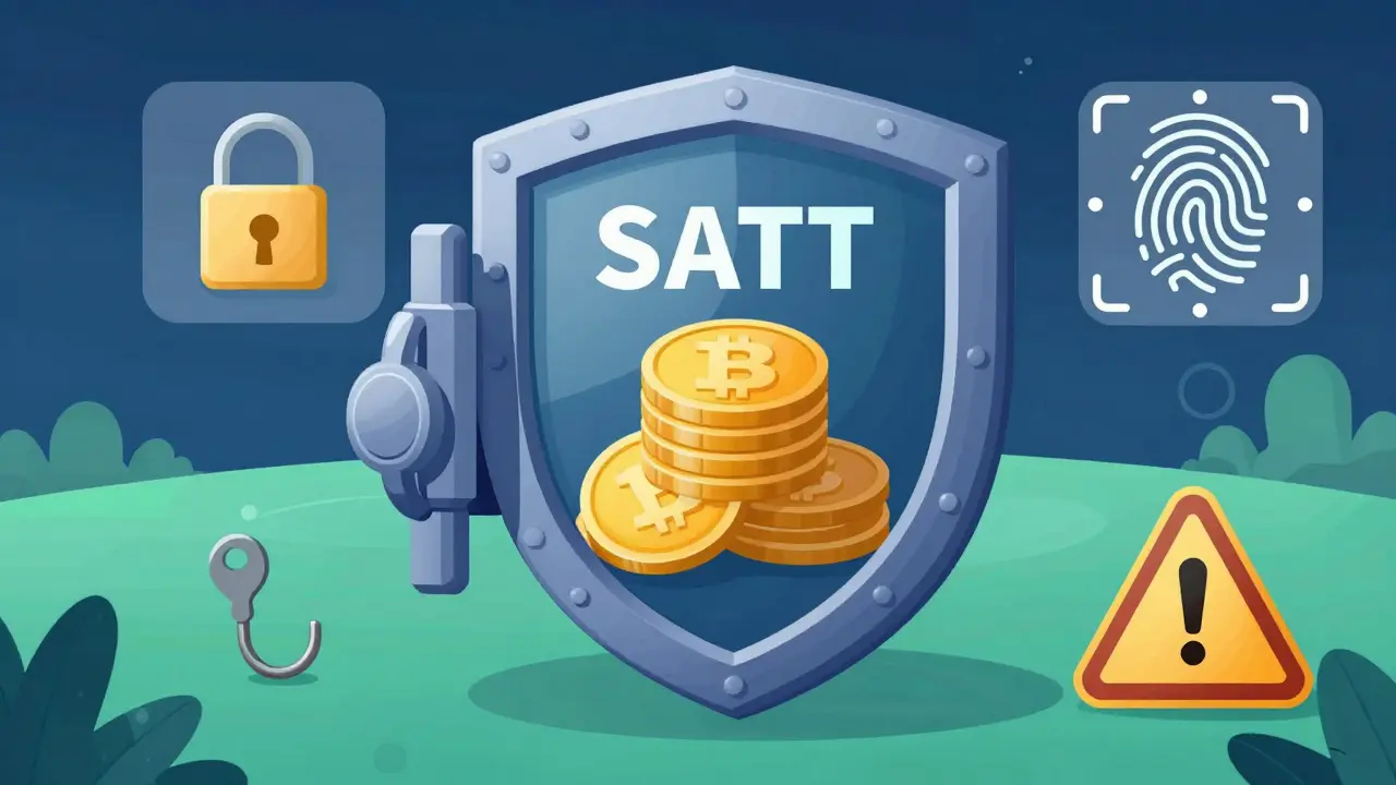 Sichere digitale Geldbörse mit Schutzsymbolen und Token