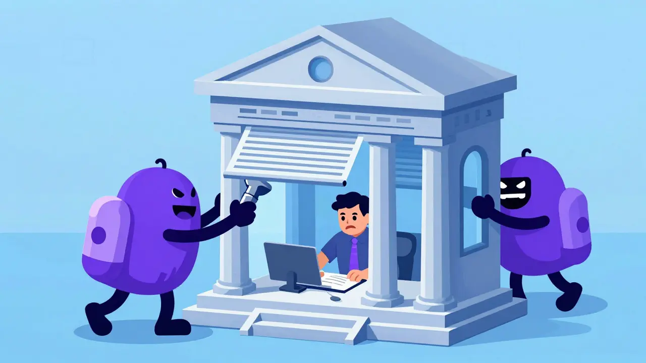 Böswilliger Bot entleert Smart Contract wiederholt im Cartoon-Stil