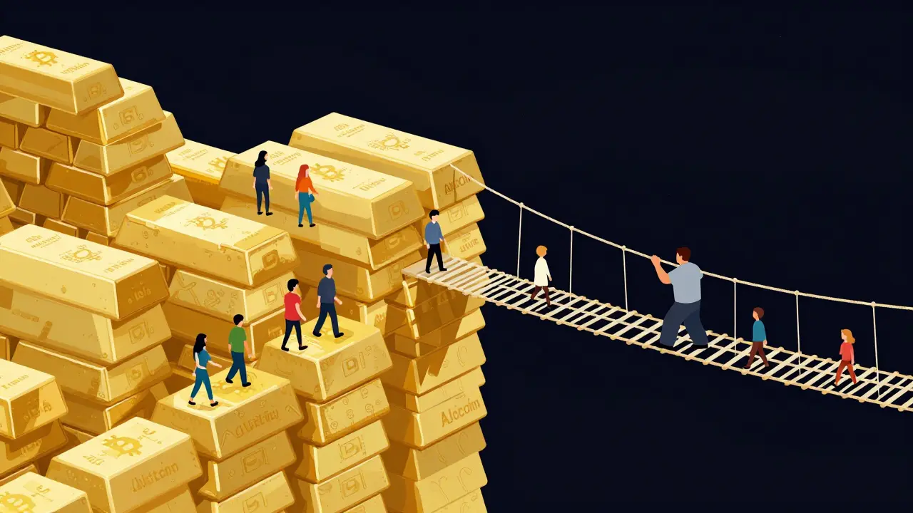 Illustration, die hohe Liquidität als stabile Brücke und niedrige als fragile Seilbrücke zeigt.