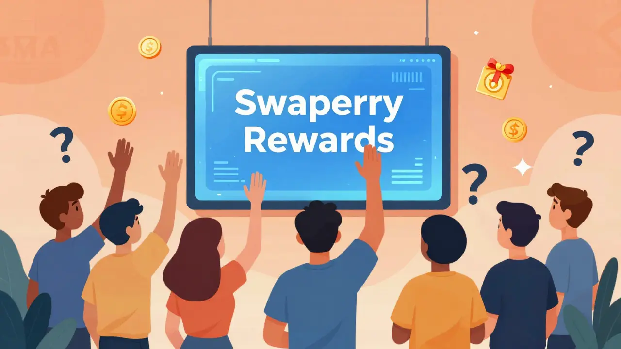 Lebhafte Community-AMA-Szene mit Swaperry-Belohnungen