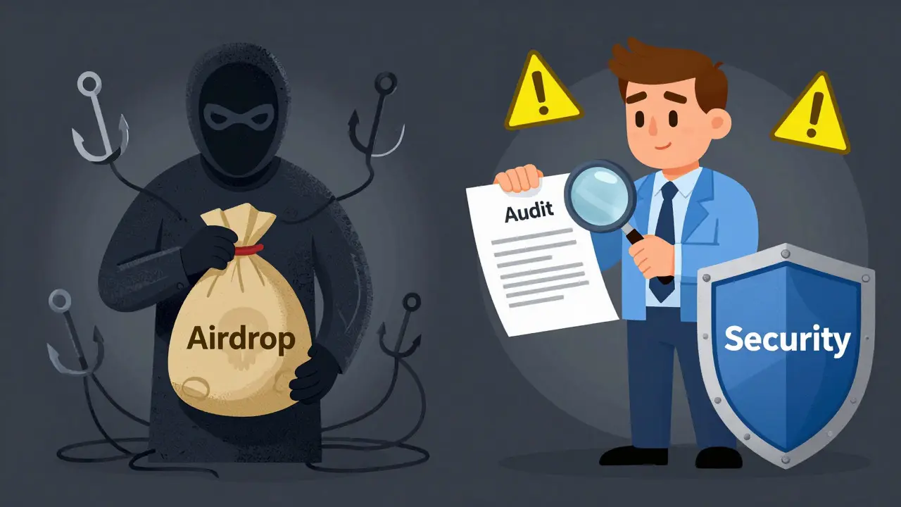 Warnung vor Fake-Airdrops versus sichere Prüfung von Projekten