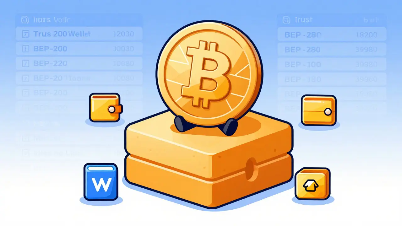 BTMETA-Token auf der BNB-Blockchain mit Wallet-Icons und unsicheren Daten