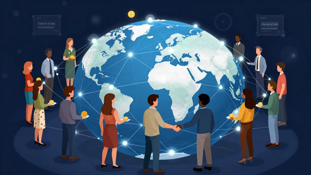 Globales Netzwerk von Arbeitgebern und Arbeitnehmern ohne zentrale Vermittler