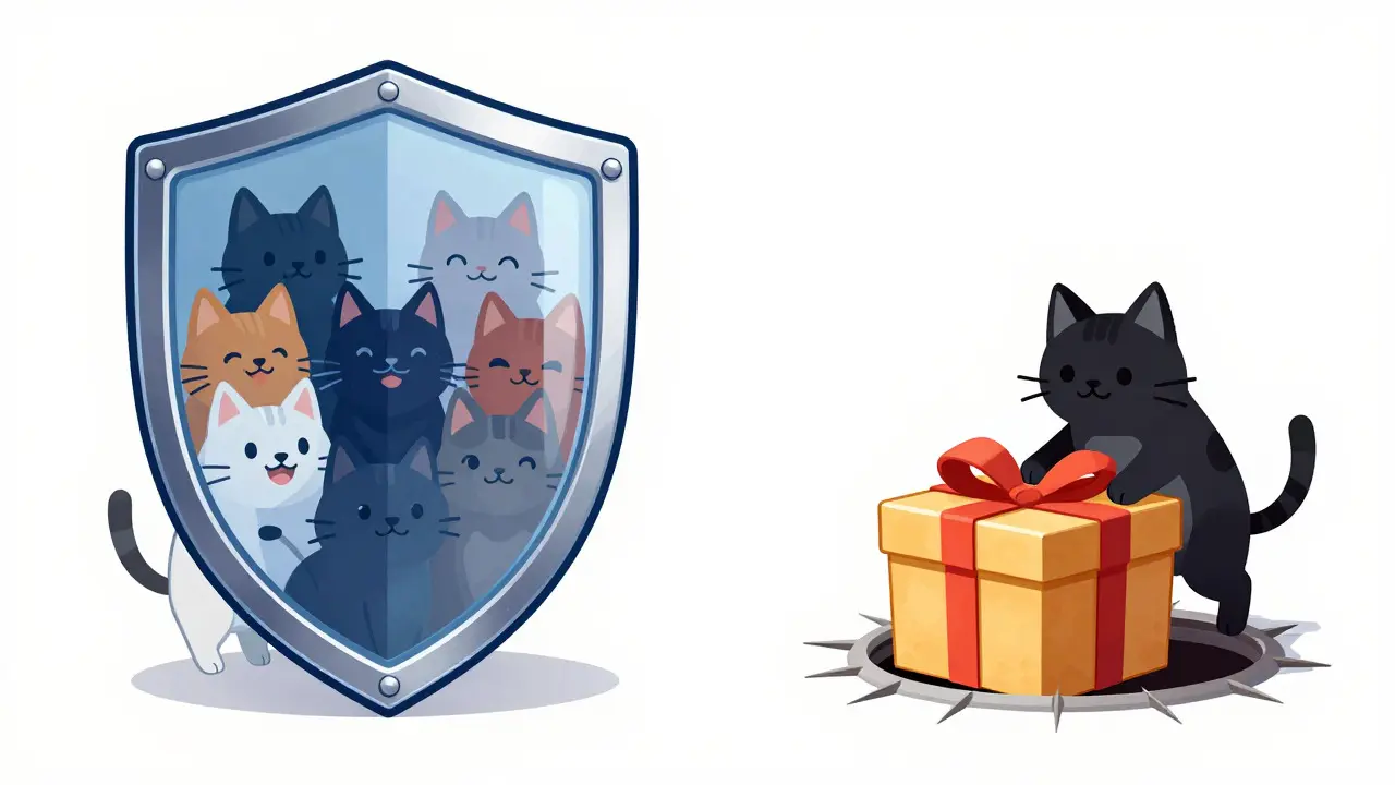 Illustration contrasting safe crypto projects with risky traps
