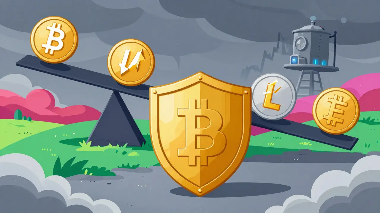 Symbolische Darstellung von Stabilität bei Bitcoin und Flexibilität bei Altcoins
