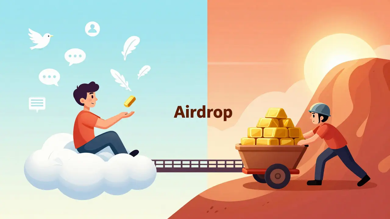 Vergleich von kostenlosem Airdrop auf Wolke und IDO-Investition am Berg