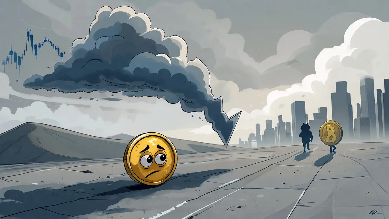 Ein einsamer kleiner Coin in einer leeren Landschaft, der die geringe Liquidität symbolisiert.