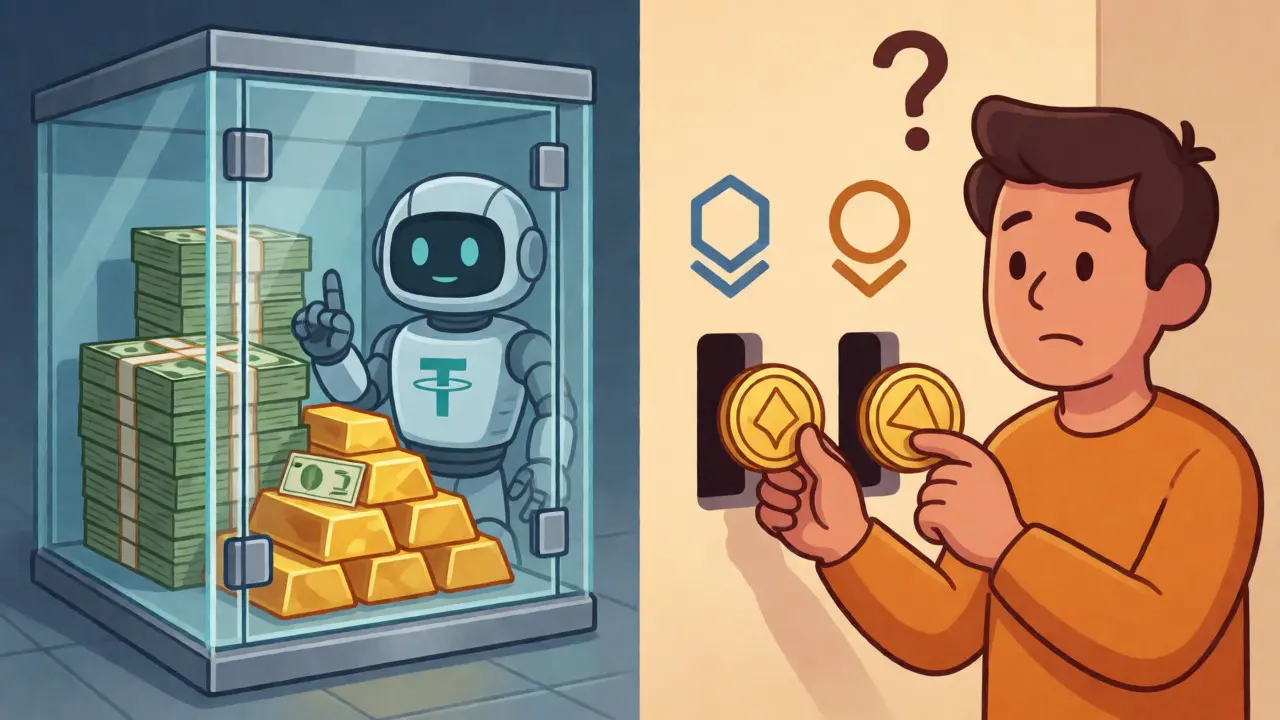 Gegenüberstellung von Tether-Reserven und Netzwerk-Auswahl-Risiken